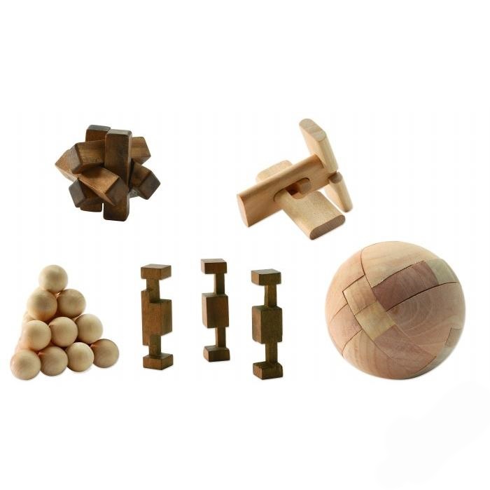 Набор детских сборных деревянных головоломок, 6 фигур  